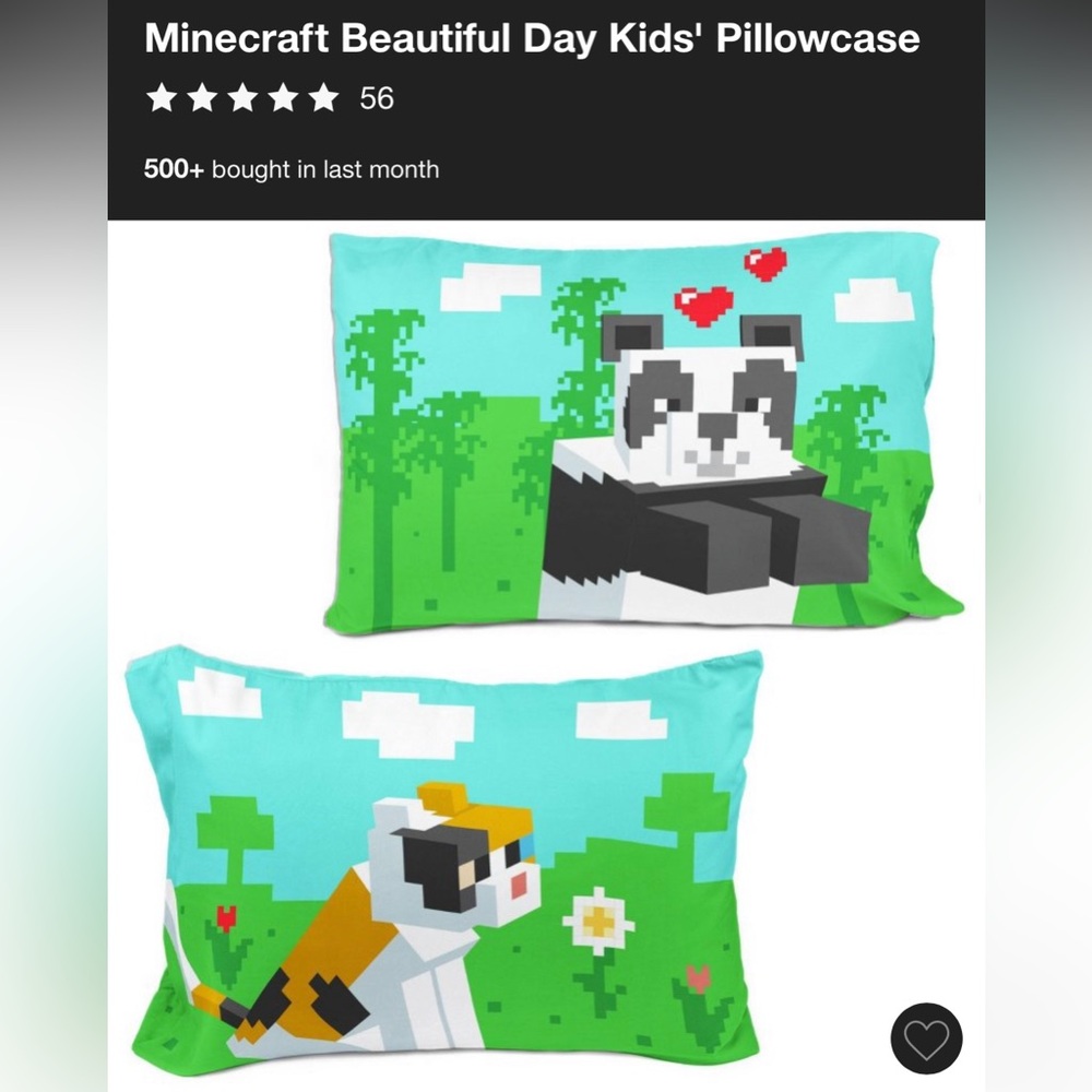 Panda & Car Minecraft Themed Bedding Set - Black and White